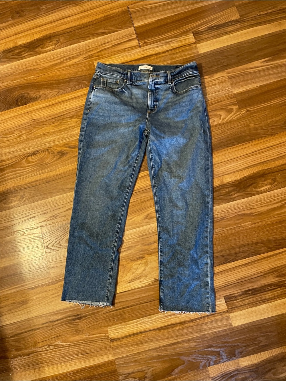 LOFT Straight Ankle Crop Jeans in Medium Blue